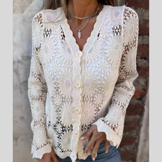 Elegant Floral Crochet Knit Cover Up