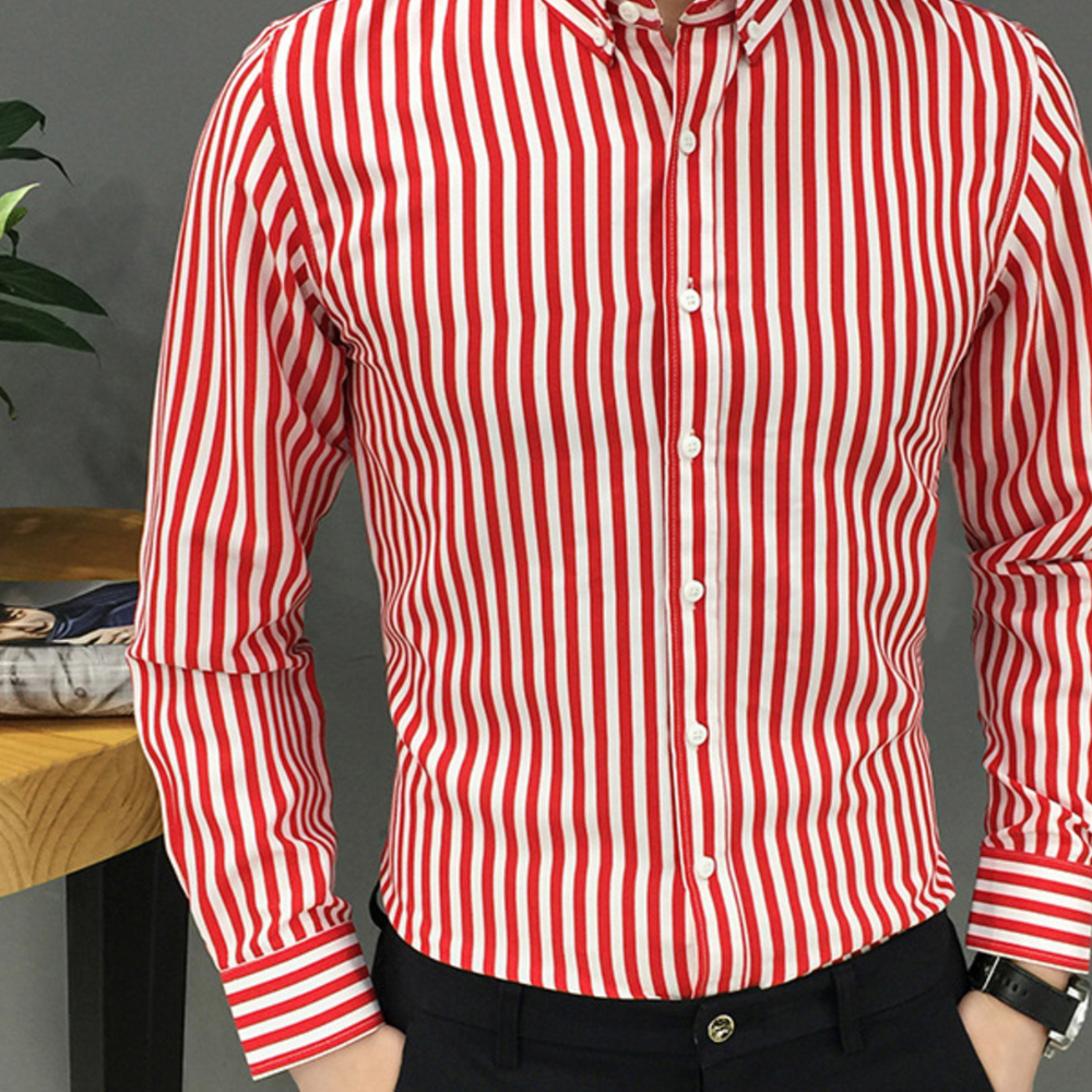 Plus Size Men’s Striped Button-Down Shirt