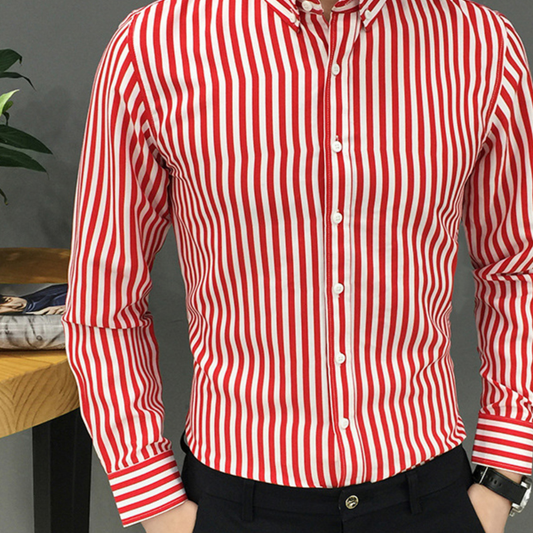 Plus Size Men’s Striped Button-Down Shirt