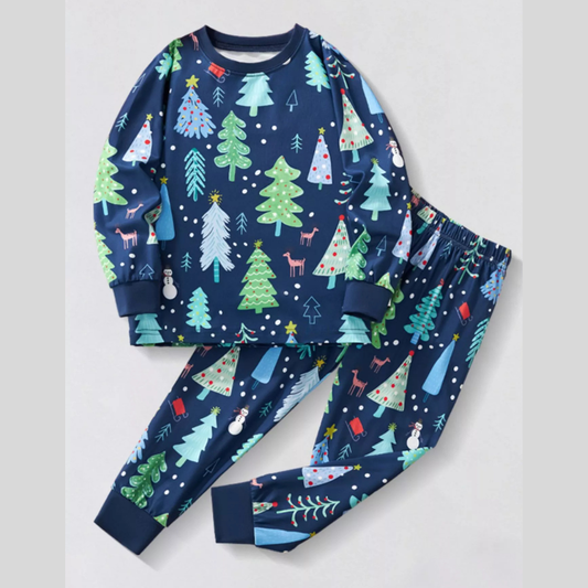 Children's Christmas Tree Long Sleeve Pajama Set