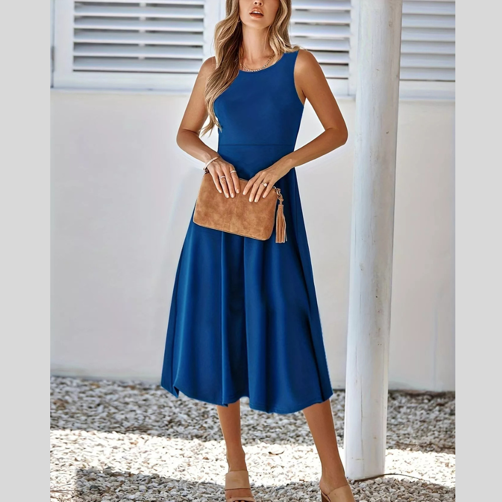 Sleeveless A-Line Midi Dress
