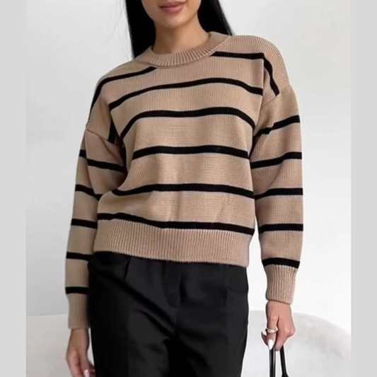 Classic Stripe Long Sleeve Knit Pullover