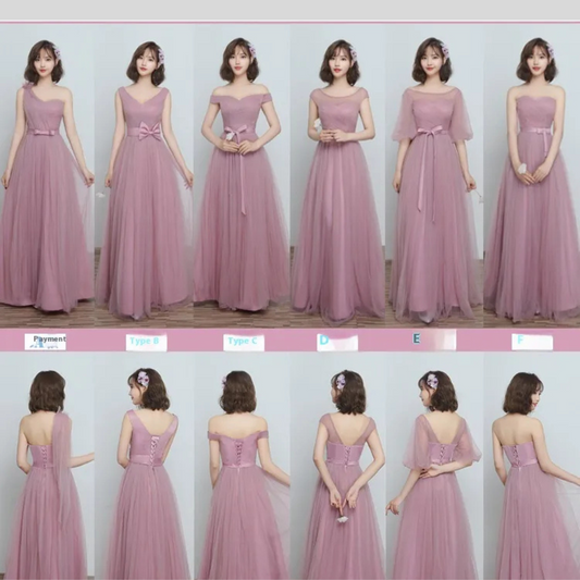 Bridesmaid Dress Long Cameo Brown Mesh Comfortable Thin Satin Bridesmaid Host Dinner Dress