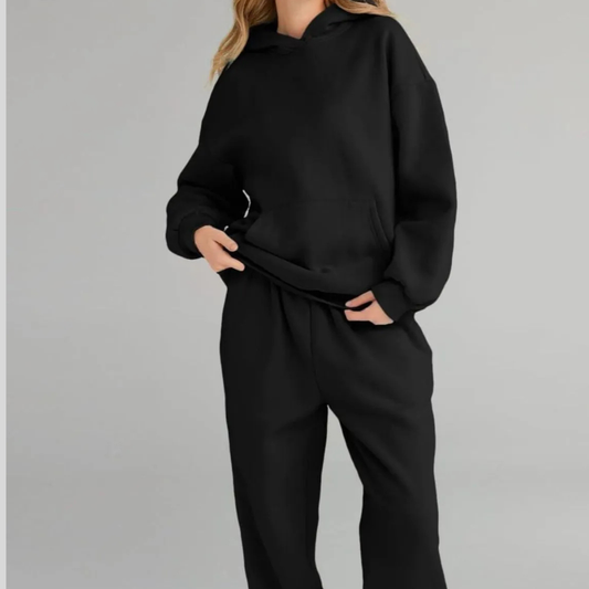 Full Size Kangaroo Pocket Hoodie and Joggers Set Plus Size