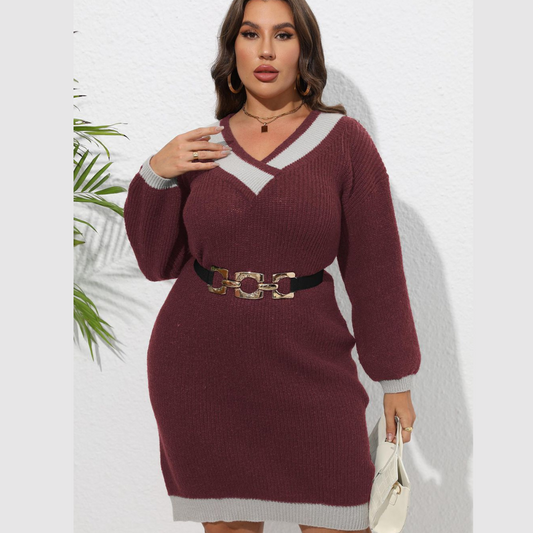 Plus Size Long Sleeve Sweater Dress