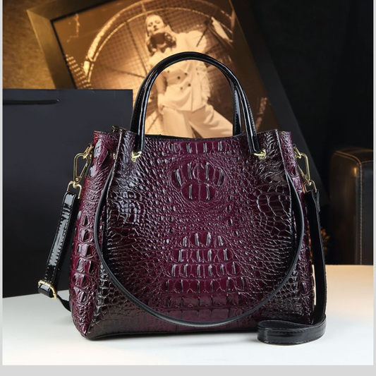Stylish Textured And Colorful Crocodile-Print Womens Shoulder Bag
