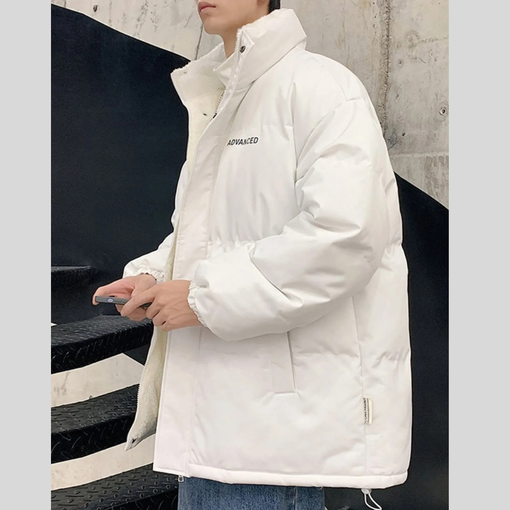 Men's Plus Size Quilted Snap Down Puff Jacket