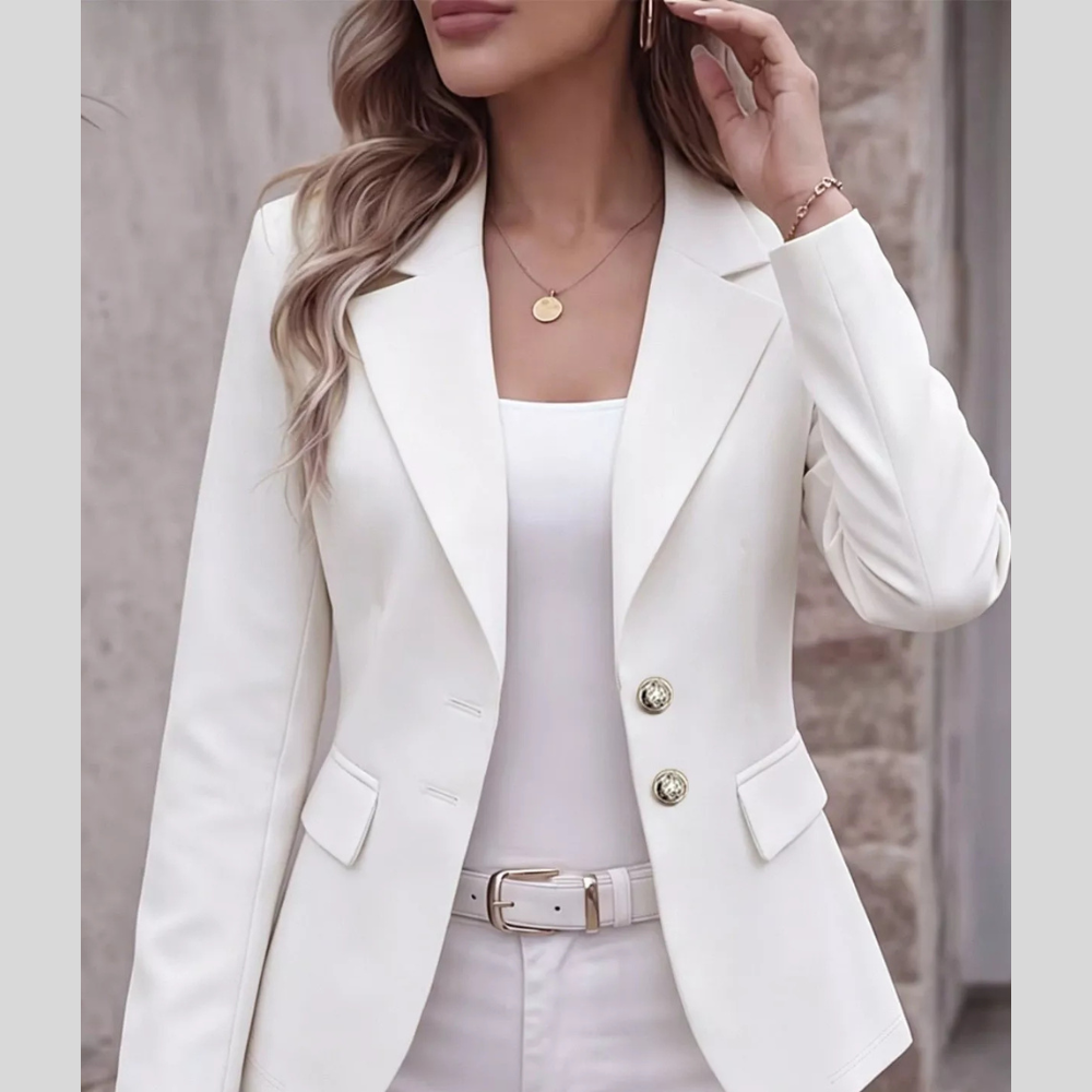 Full Size Lapel Collar Long Sleeve Blazer Plus Size