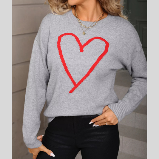 Valentine's Day Heart Graphic Dropped Shoulder Sweater