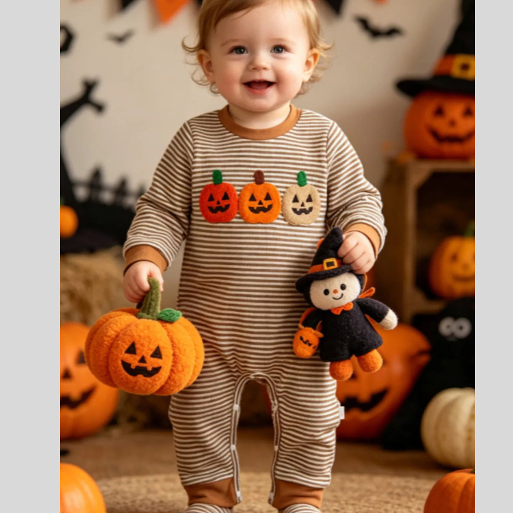 Children's Halloween Striped One-Piece Jumpsuit