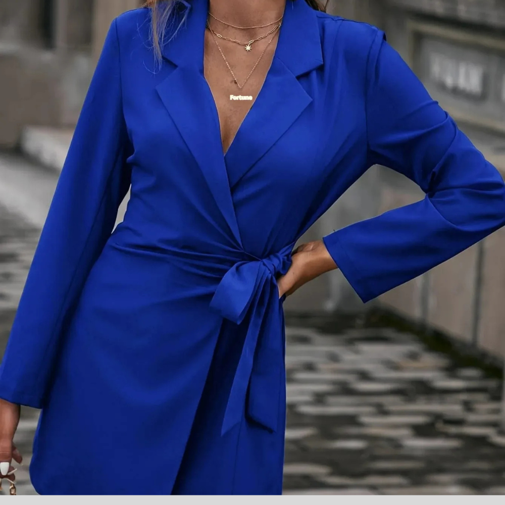 Lace-up Waist-controlled Top Loose Candy Color Mid-length Suit Coat