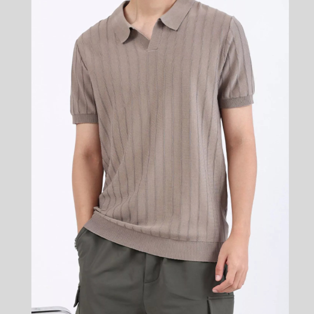 Men's Plus Size Striped Knitted Polo