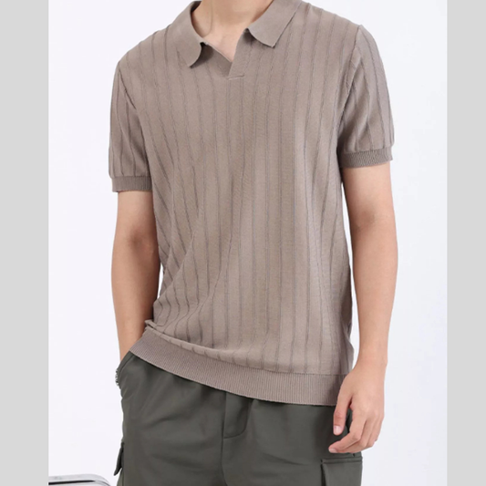 Men's Plus Size Striped Knitted Polo