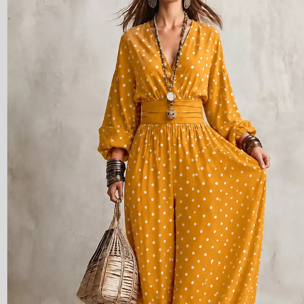 Polka Dot Wide-Leg Jumpsuit