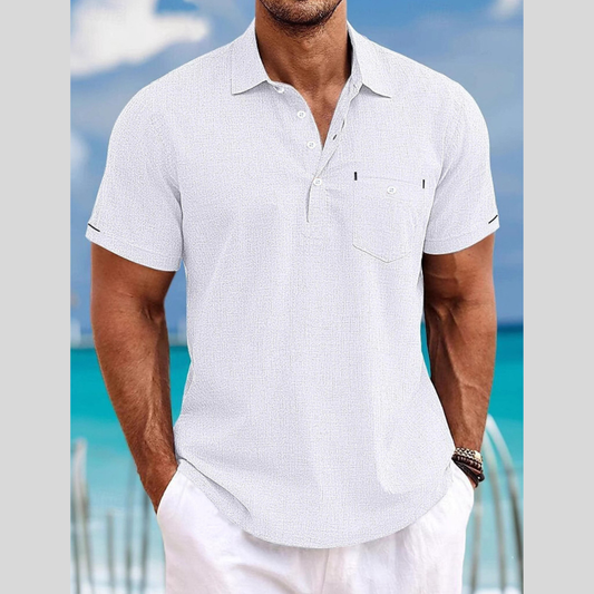 Men's Full Size Casual Breathable Button Detail Polo Plus Size