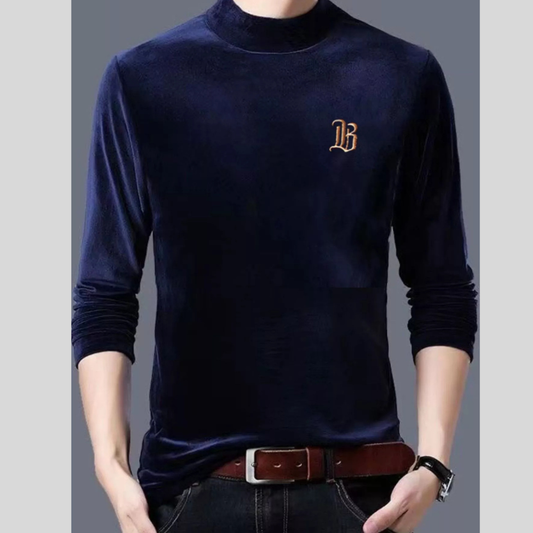Men's Plus Size Mock Neck Long Sleeve Top