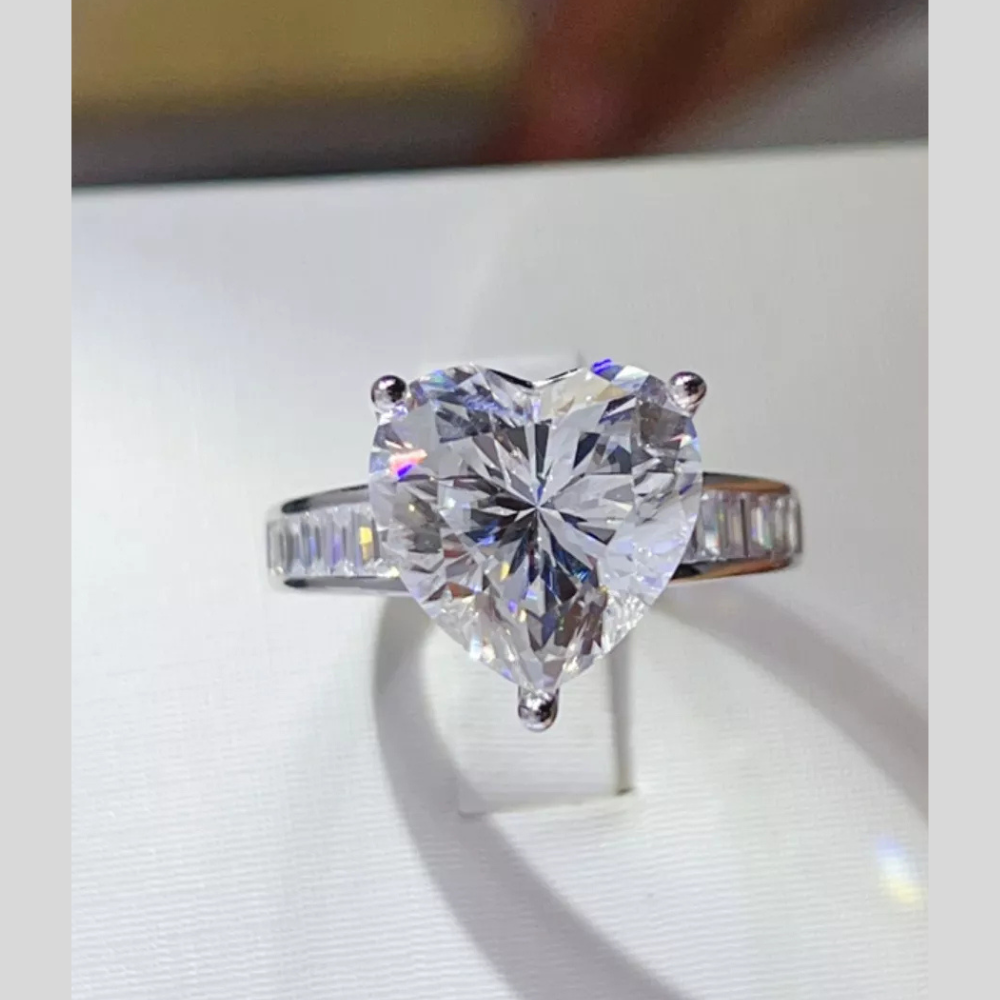 5 Carat Moissanite 925 Sterling Silver Heart Ring