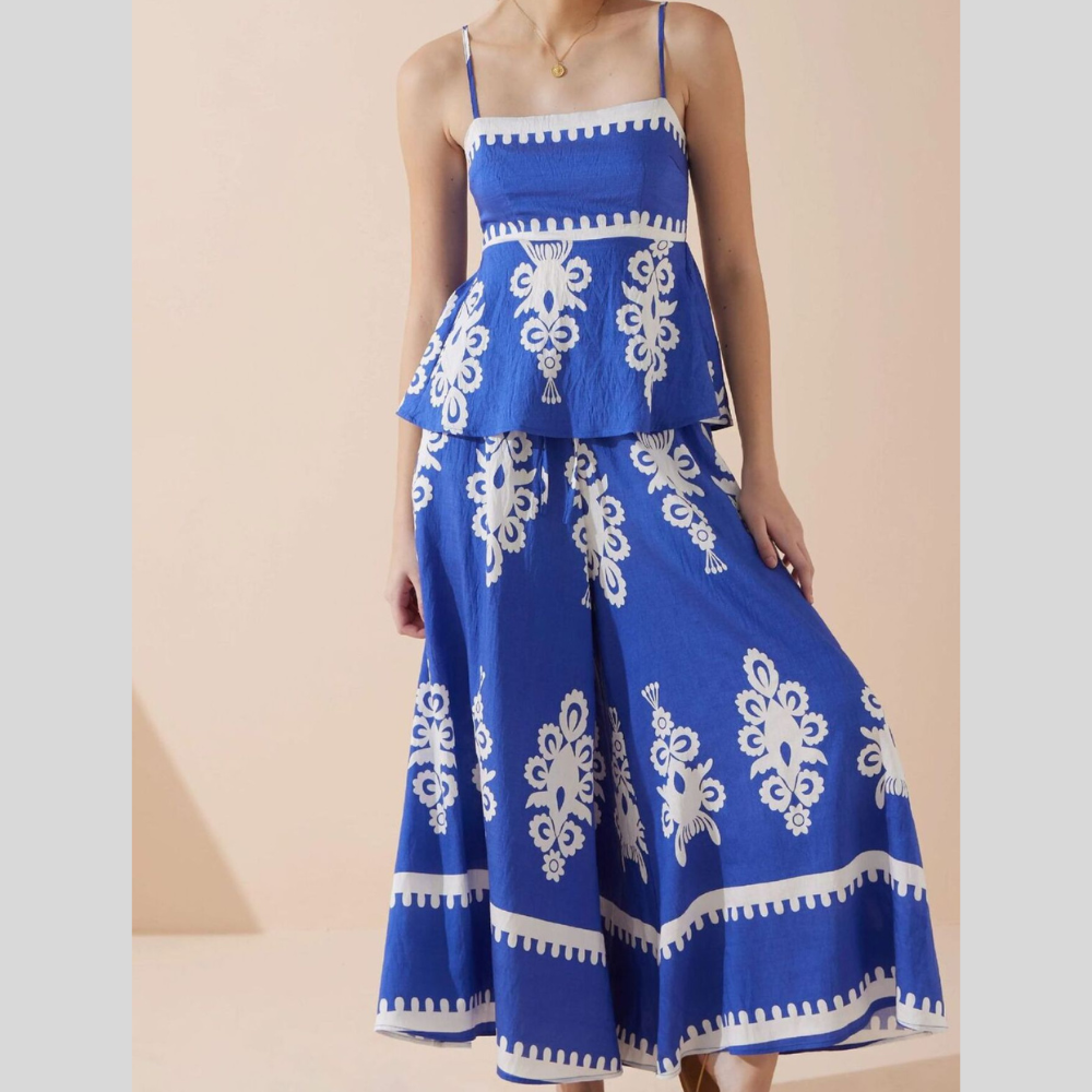 Full Size Printed Cami and Wide Leg Pants Set Plus Size