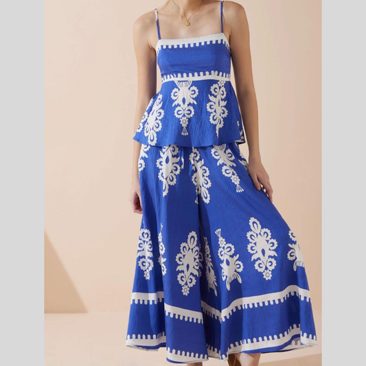 Full Size Printed Cami and Wide Leg Pants Set Plus Size