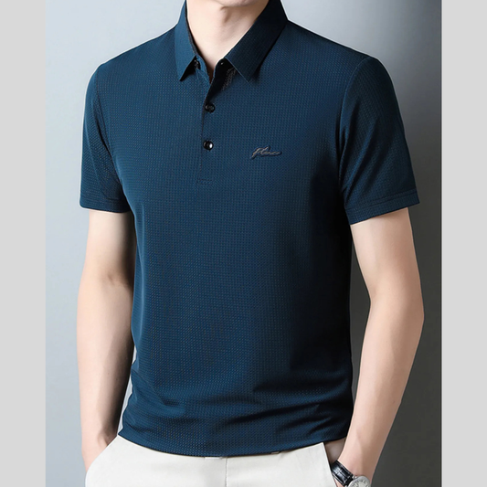 Men's Plus Size Textured Short Sleeve Casual Polo Shirt