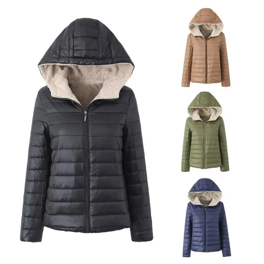 European And American Short Velvet Loose Hooded Cotton Jacket Jacket
