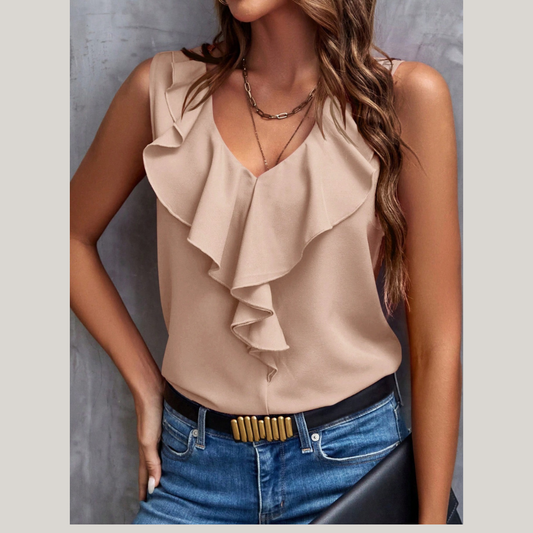 Ruffled V-Neck Tank