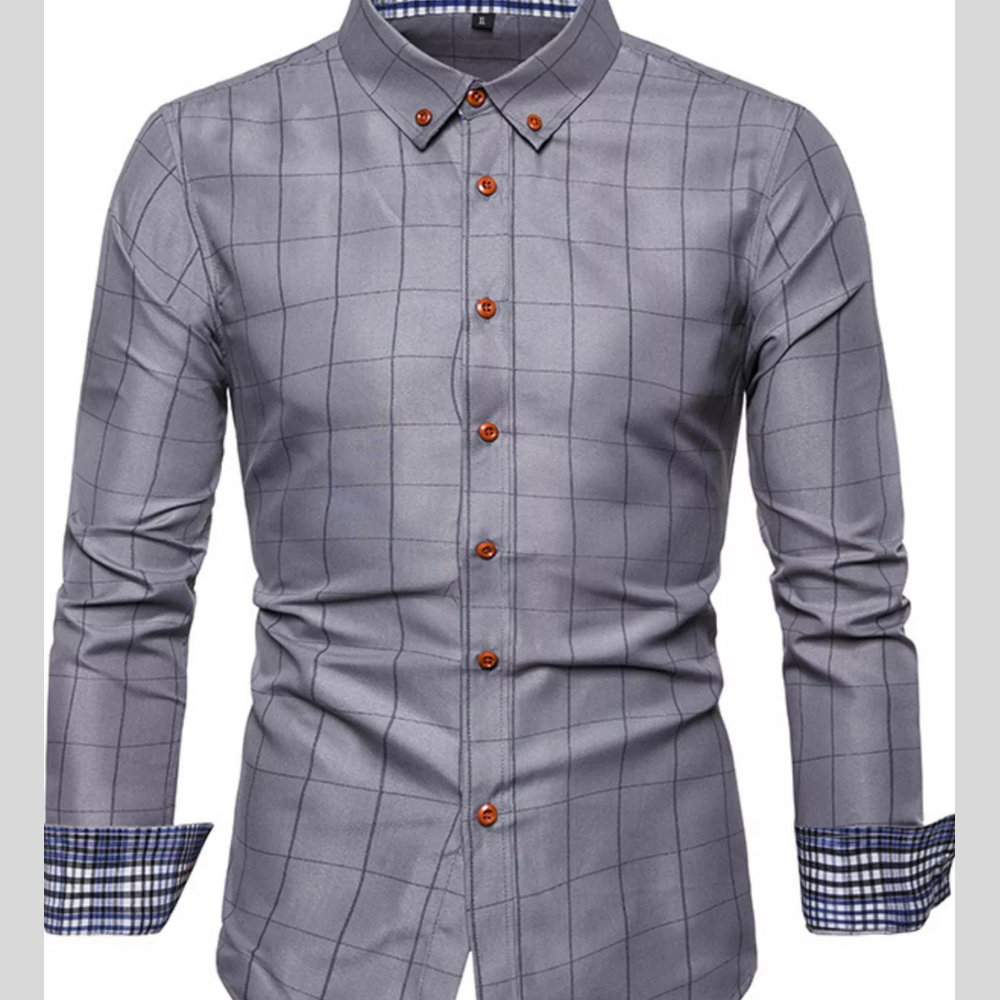 Men's Plus Size Classic Plaid Button-Down Shirt
