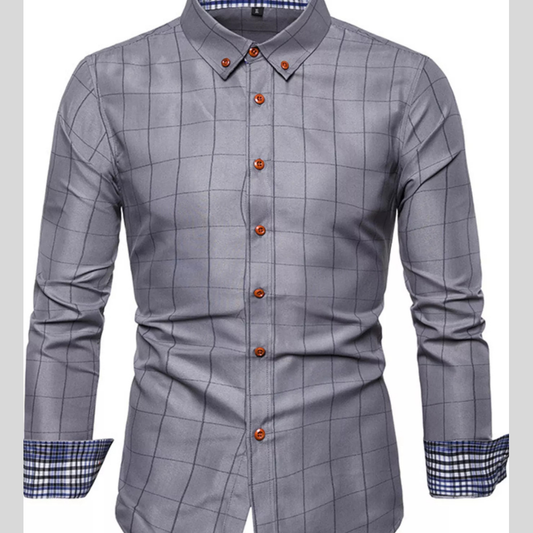 Men's Plus Size Classic Plaid Button-Down Shirt