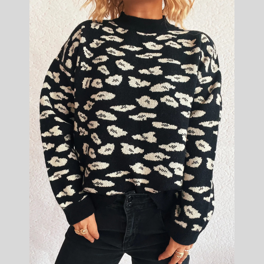 Long Sleeve Mock Neck Knit Sweater