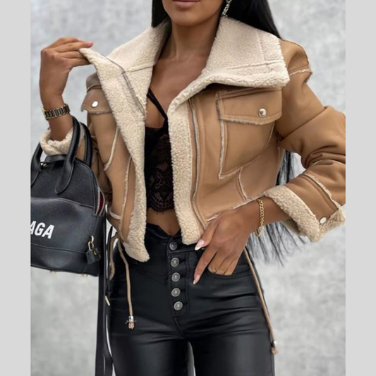 Sherpa Trim Cropped Jacket