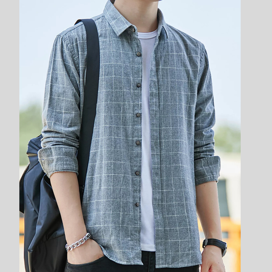 Men's Full Size Plaid Long Sleeve Shirt Plus Size