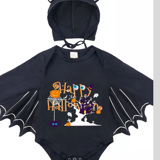 Children's Halloween Bat Bodysuit & Hat Costume Set