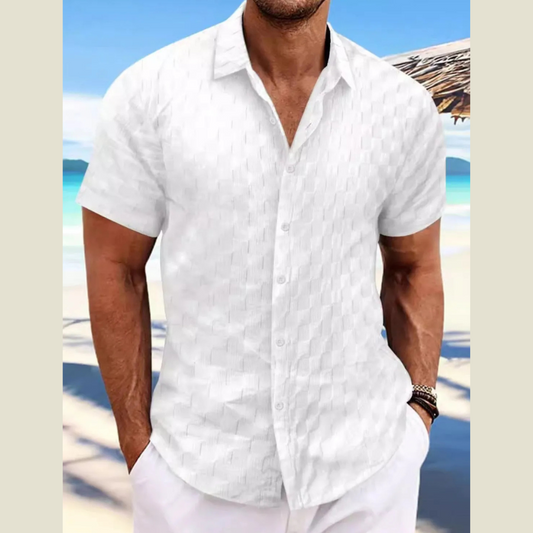 Extended Size Men's Collared Shirt – Short Sleeve Button Style