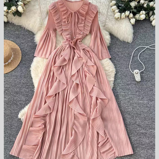 Ruffled A-Line Midi Dress