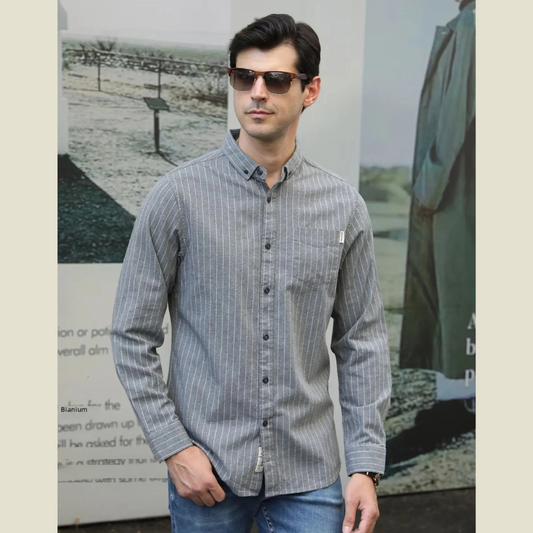Men's Plus Size Pinstripe Button-Down Shirt