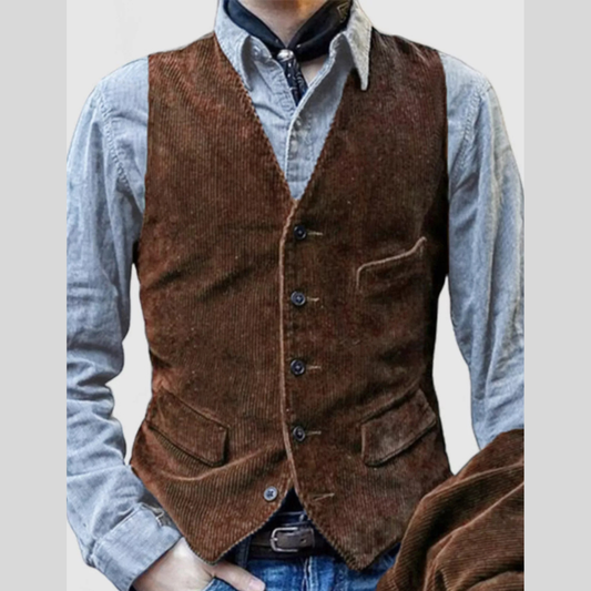 Men's Full Size Vintage Corduroy Button Up Vest Plus Size