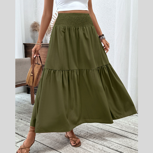 Smocked Waist Tiered Skirt