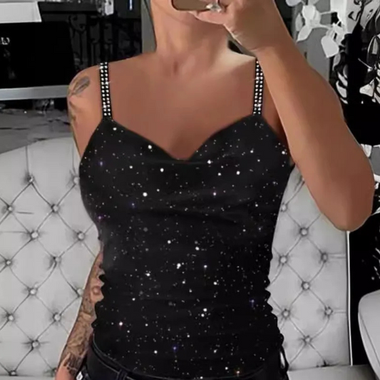 Women's Summer Sling Hot Drilling V-neck Sleeveless Vest