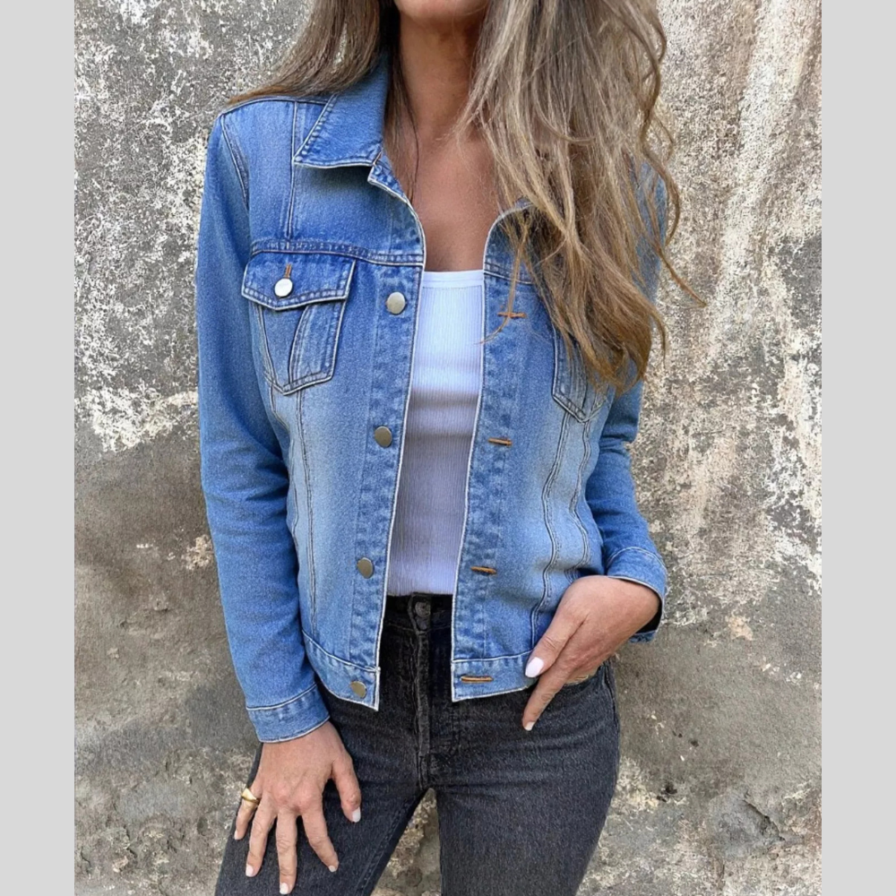 Full Size Button Front Long Sleeve Denim Jacket Plus Size