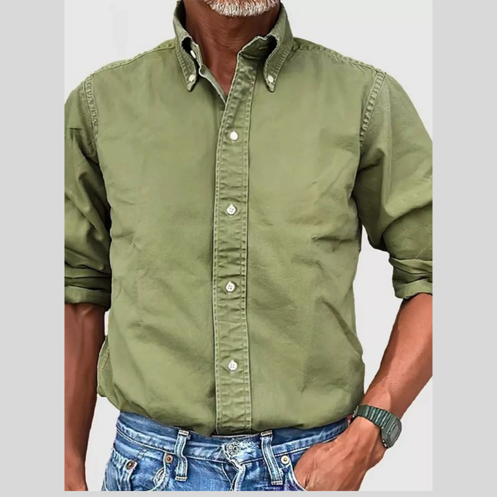 Men's Full Size Casual Button-Down Shirt Plus Size