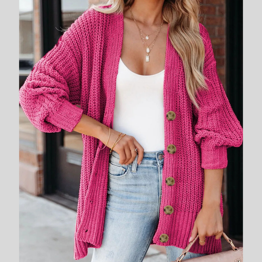 Chunky Knit Button-Down Cardigan
