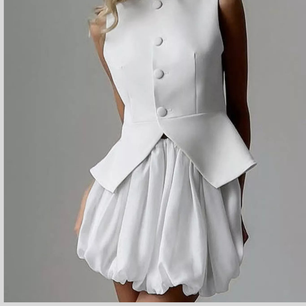 Peplum Vest and Bubble Skirt Set