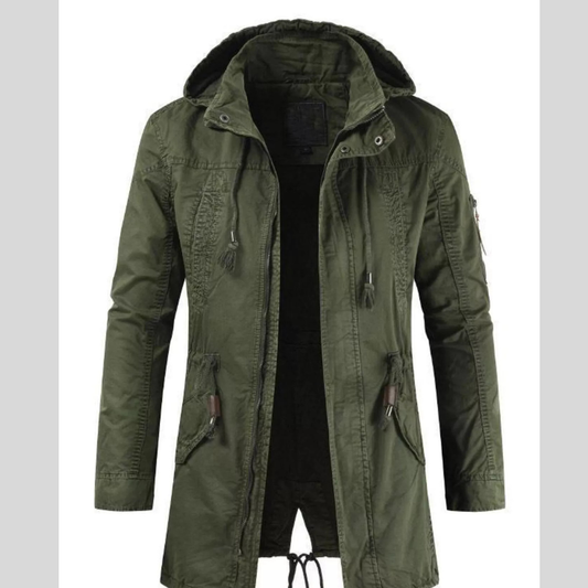 Men's Plus Size Drawstring Casual Hooded Parka Coat