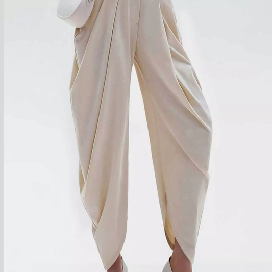 High-Waisted Pleated Drape Pants