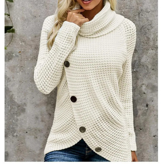 Pullover Button High Lapel Pullover Women's Sweater