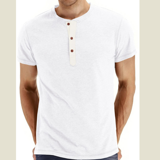 Men's Short Sleeve Henley Polo Shirt