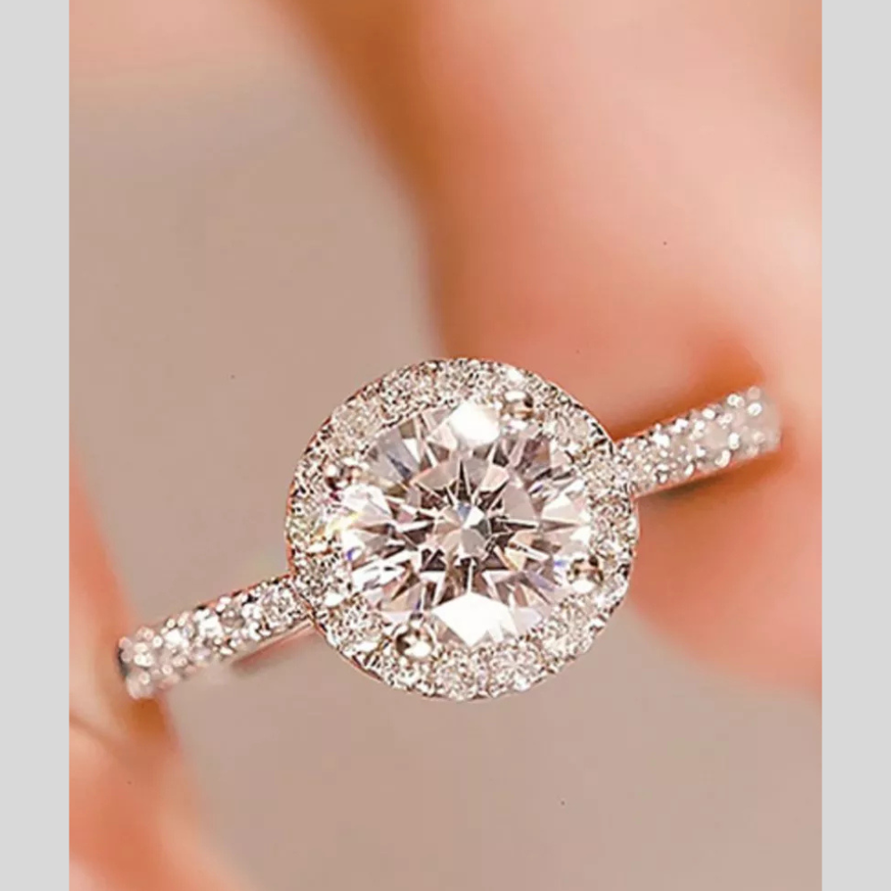Classic 925 Sterling Silver Moissanite Promise Ring