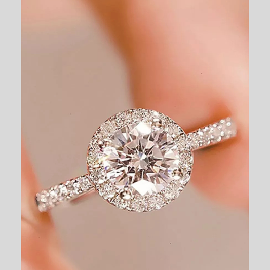 Classic 925 Sterling Silver Moissanite Promise Ring