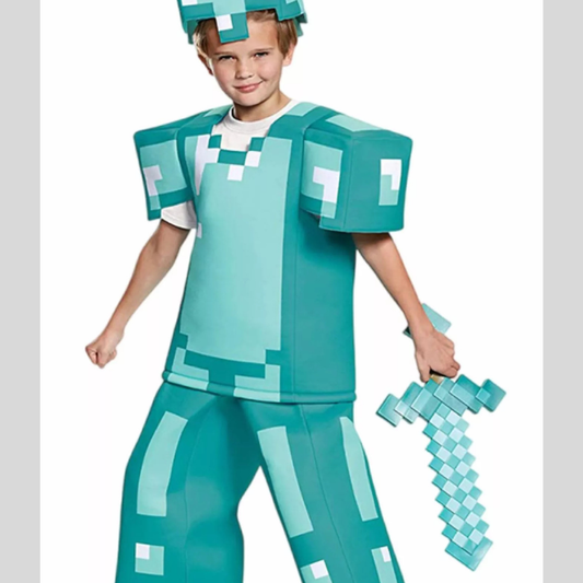 Children's Minecraft Pixelated Print Costume Set