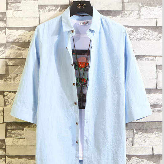 Men's Plus Size Button Up 3/4 Sleeve Shirt